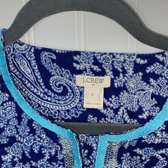 J. Crew Blue Paisley Boho Hippie Blouse Top Shirt - Picture 3 of 4